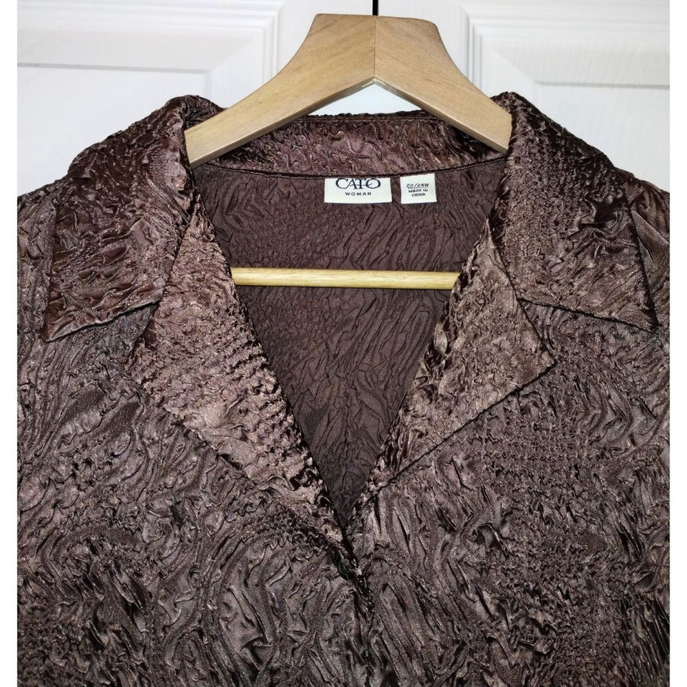 Women's Cato Brown Textured Blouse Plus (Size 22/24W) - Picture 2 of 6